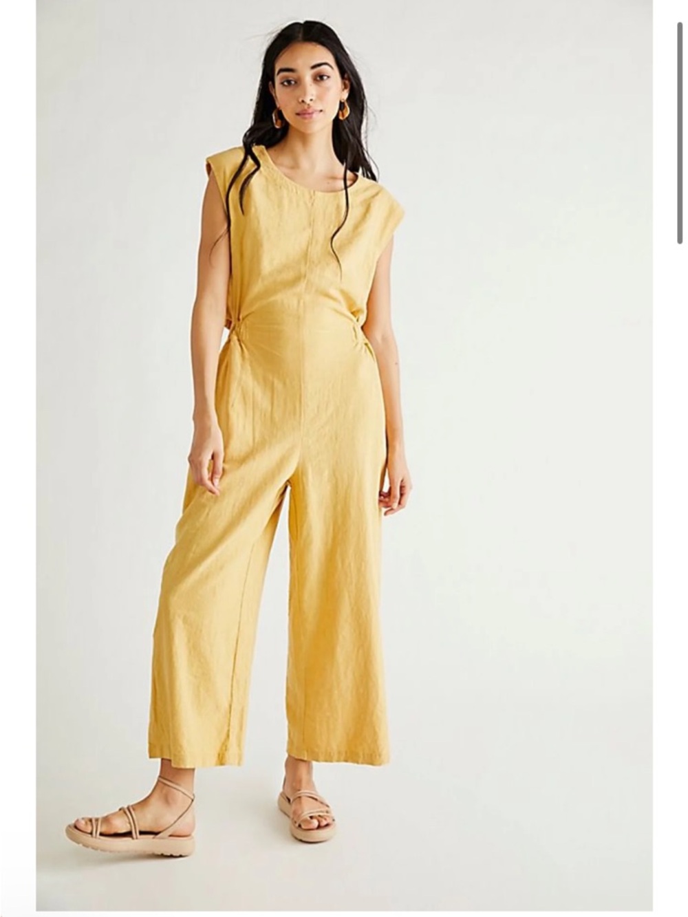 Free People Heat Wave Open Back Jumpsuit In Honey